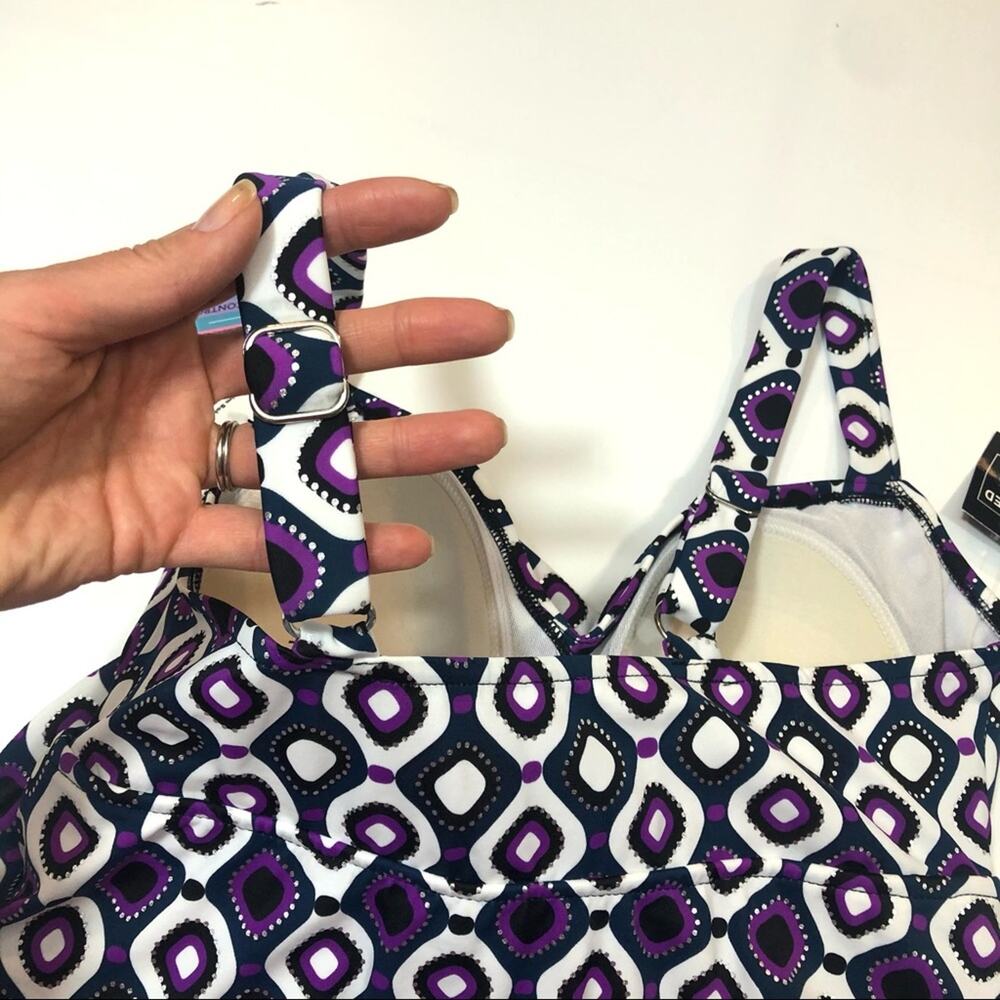 Swim Solution tiered one piece swimsuit Sz 10 - Picture 5 of 8